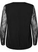 Blouse met kanten mouwen en ballonvorm, Zwart, Packshot image number 1