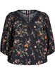 Blouse met 3/4 mouwen en kantdetails, Zwart, Packshot image number 0
