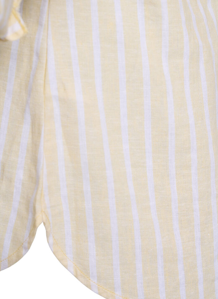 Linnen en viscose shirt met 3/4 mouwen, Beige, Packshot image number 3