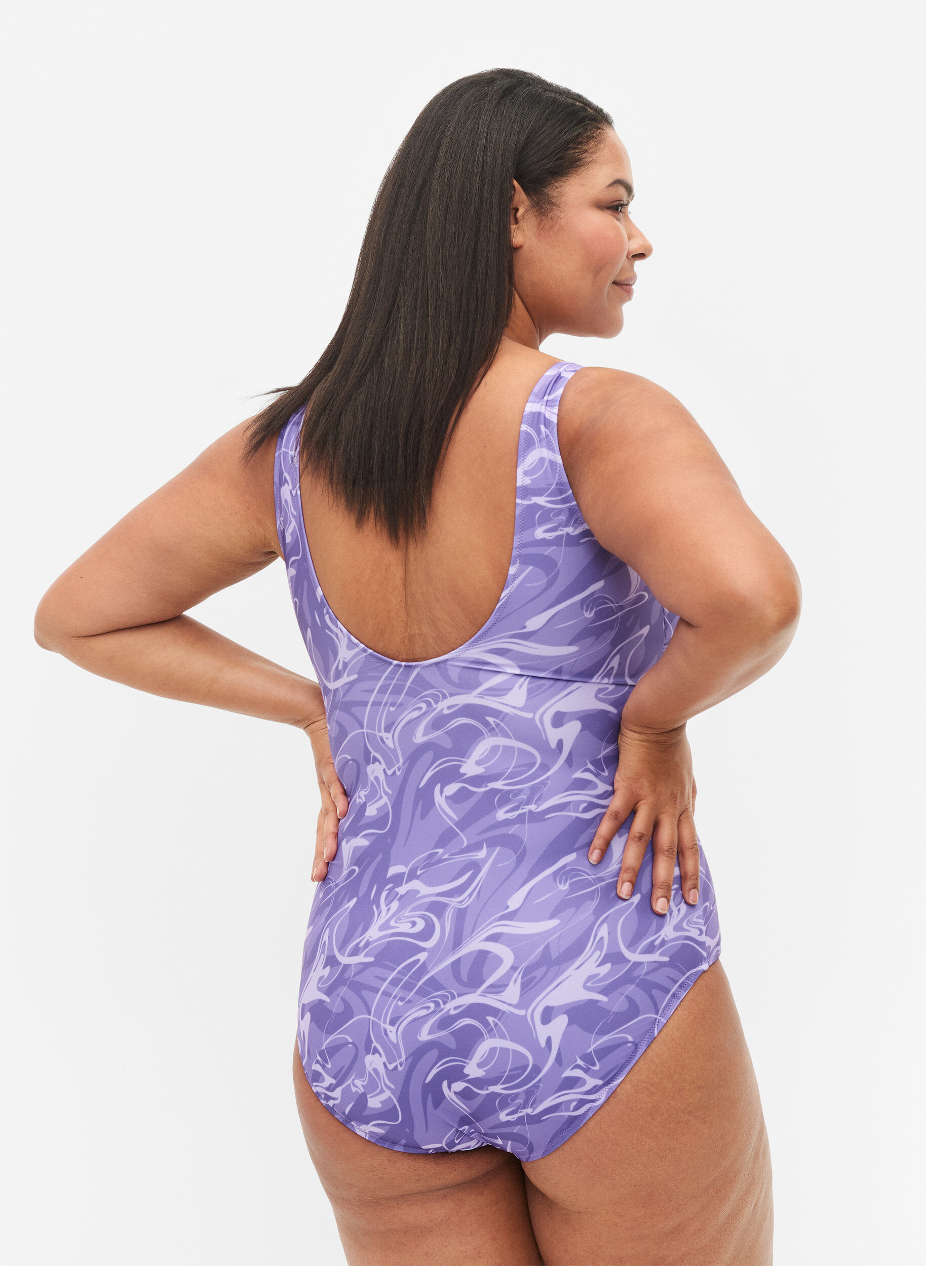 Zizzi Badpak met print, Swirl Print, Model image number 1