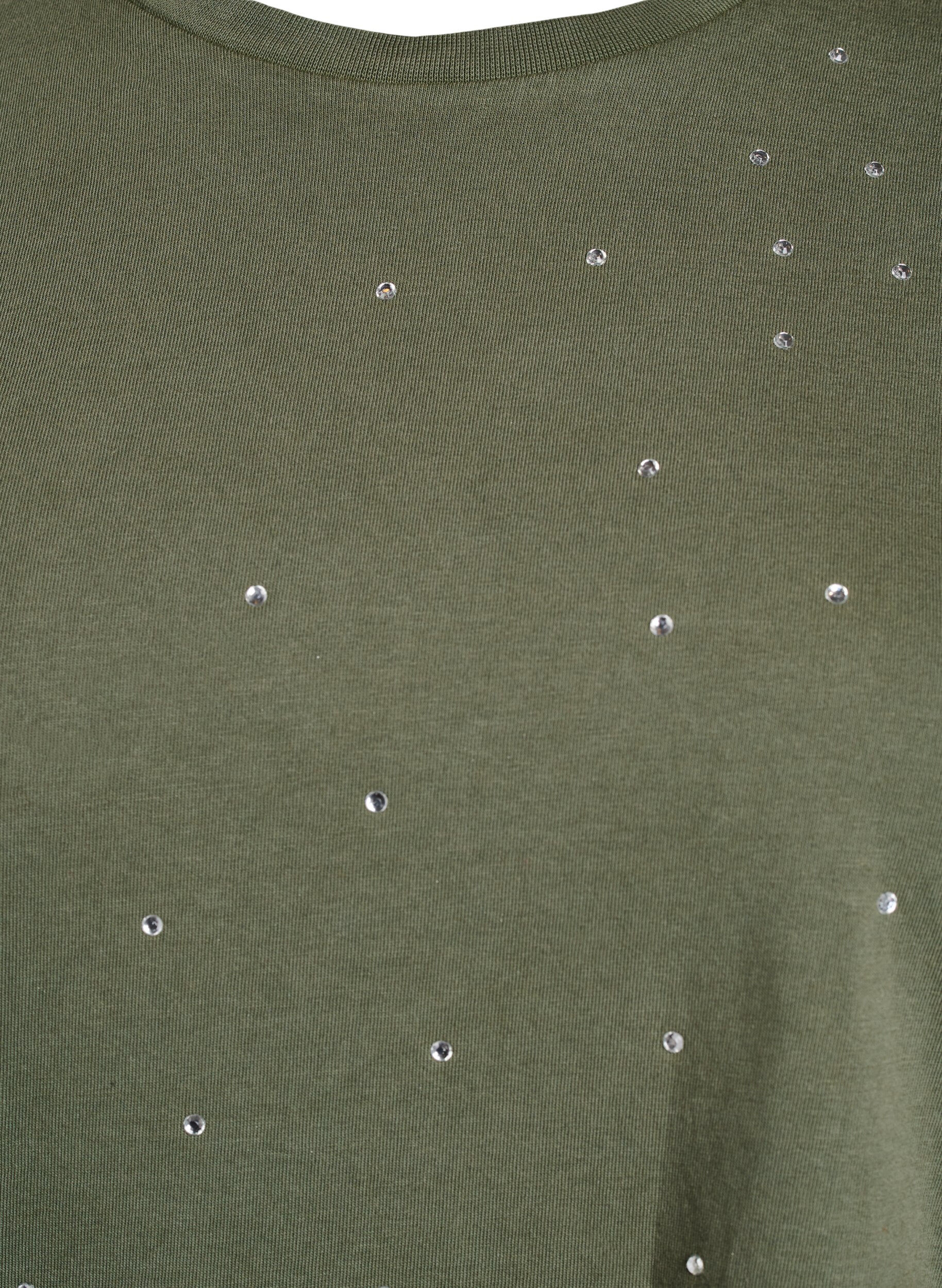 Zizzi T-shirt in biologisch katoen met een coole print, Groen, Packshot image number 2