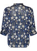 Blouse met patroon, opstaande kraag en 3/4-mouwen, Blauw, Packshot image number 1