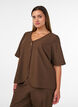 Blouse met glitter en V-hals, Bruin, Model image number 0