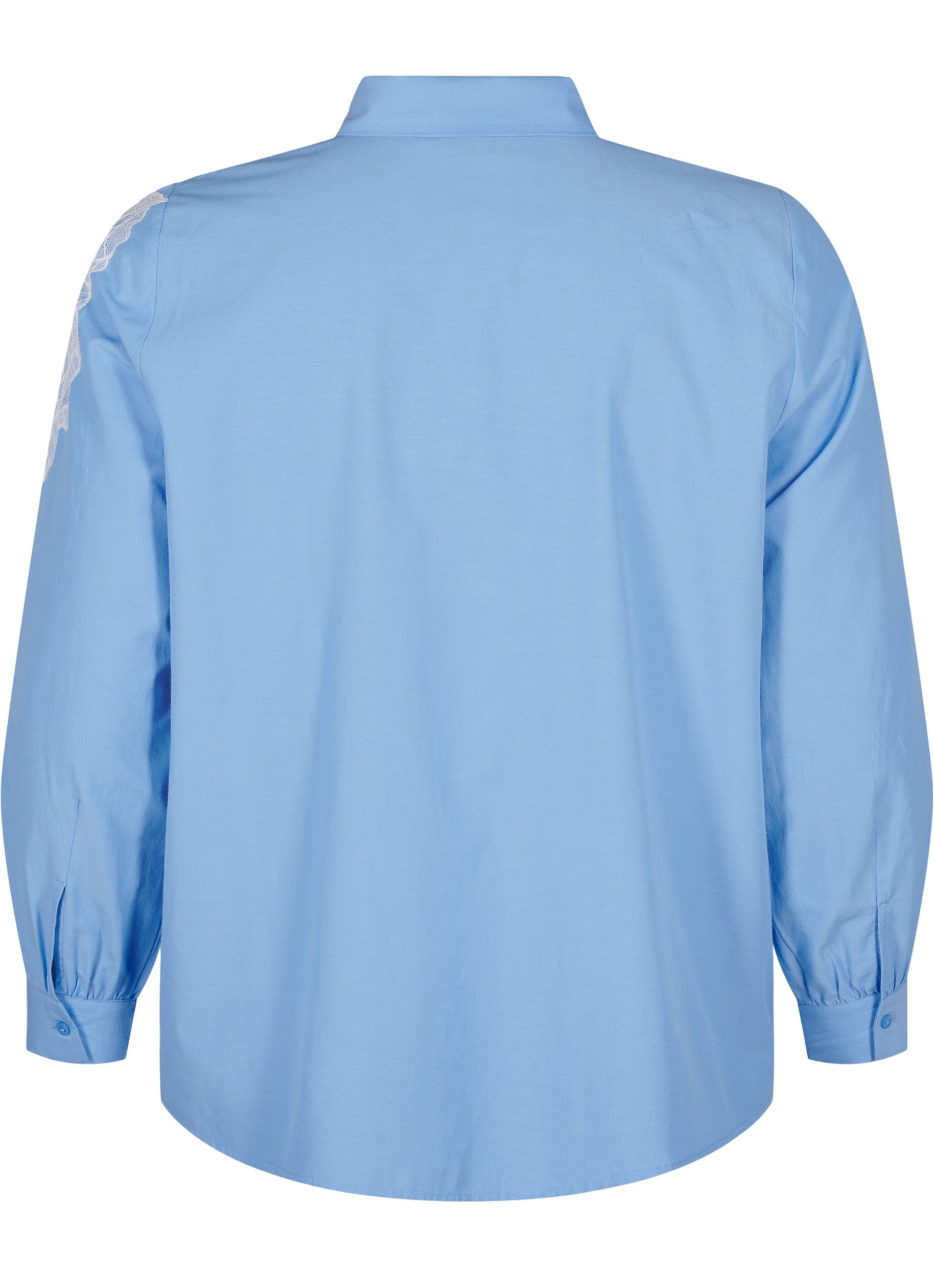 Zizzi Shirt met kanten details, Blauw, Packshot image number 1