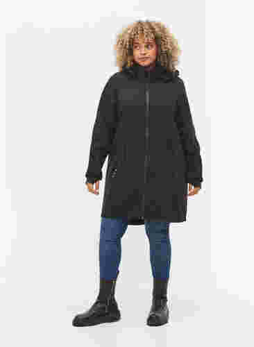 Softshell jas met bijpassende fleece, Black Solid, Model image number 3