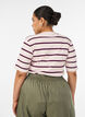 T-shirt met strepen en geribde knoopdetails, Paars, Model image number 2