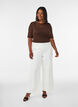 Mesh top met korte mouwen en ronde hals, Bruin, Model image number 1
