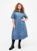 Overhemdjurk van denim met korte mouwen, Blauw, Model image number 1