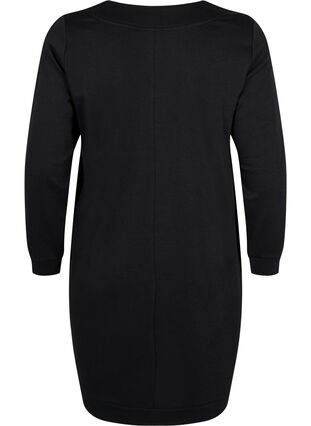 Sweatshirt jurk met v-halslijn, Black, Packshot image number 1