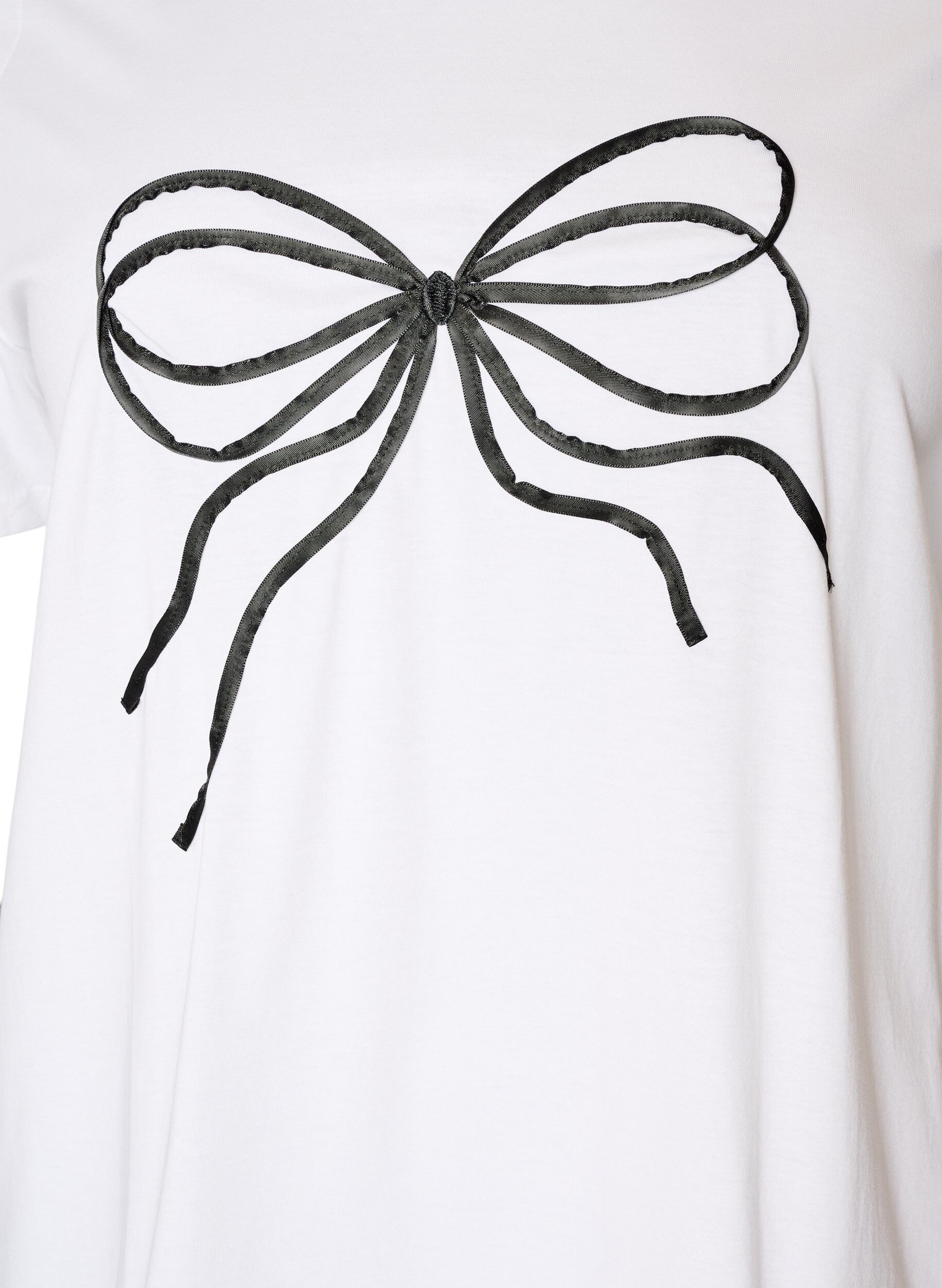 ZizziT-shirt van biologisch katoen met decoratief motief, Wit, Packshot image number 2