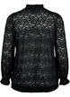Kanten blouse met lange mouwen en smok, Black, Packshot image number 1