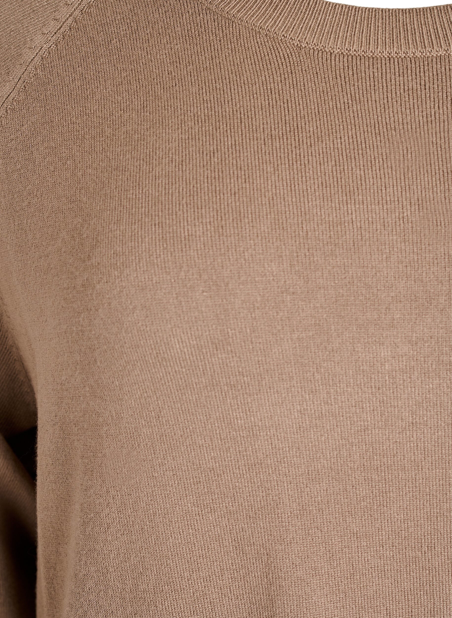 Zizzi Gebreide blouse met knoopjes aan de zijkant, Beige, Packshot image number 2