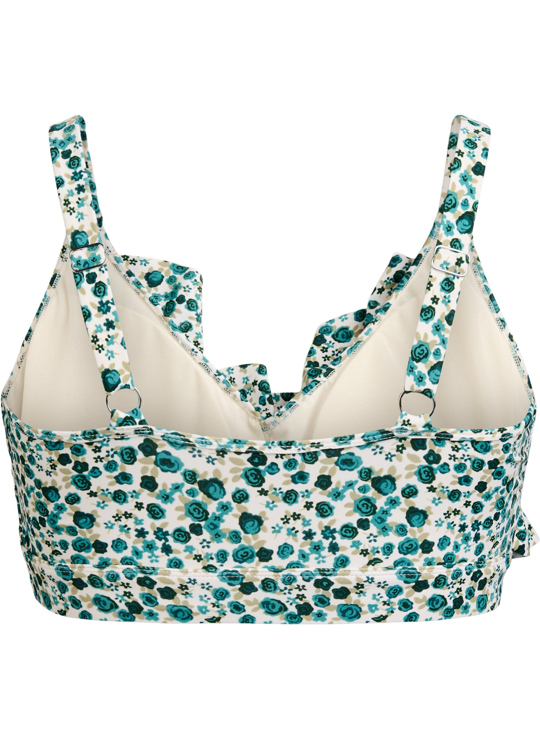ZizziBloemen bikinitop met ruches, Groen, Packshot image number 1