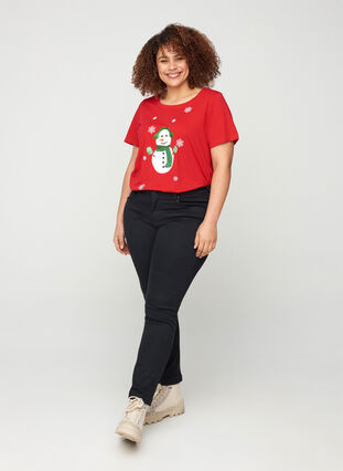 Kerst T-shirt met pailletten, Red, Model image number 2