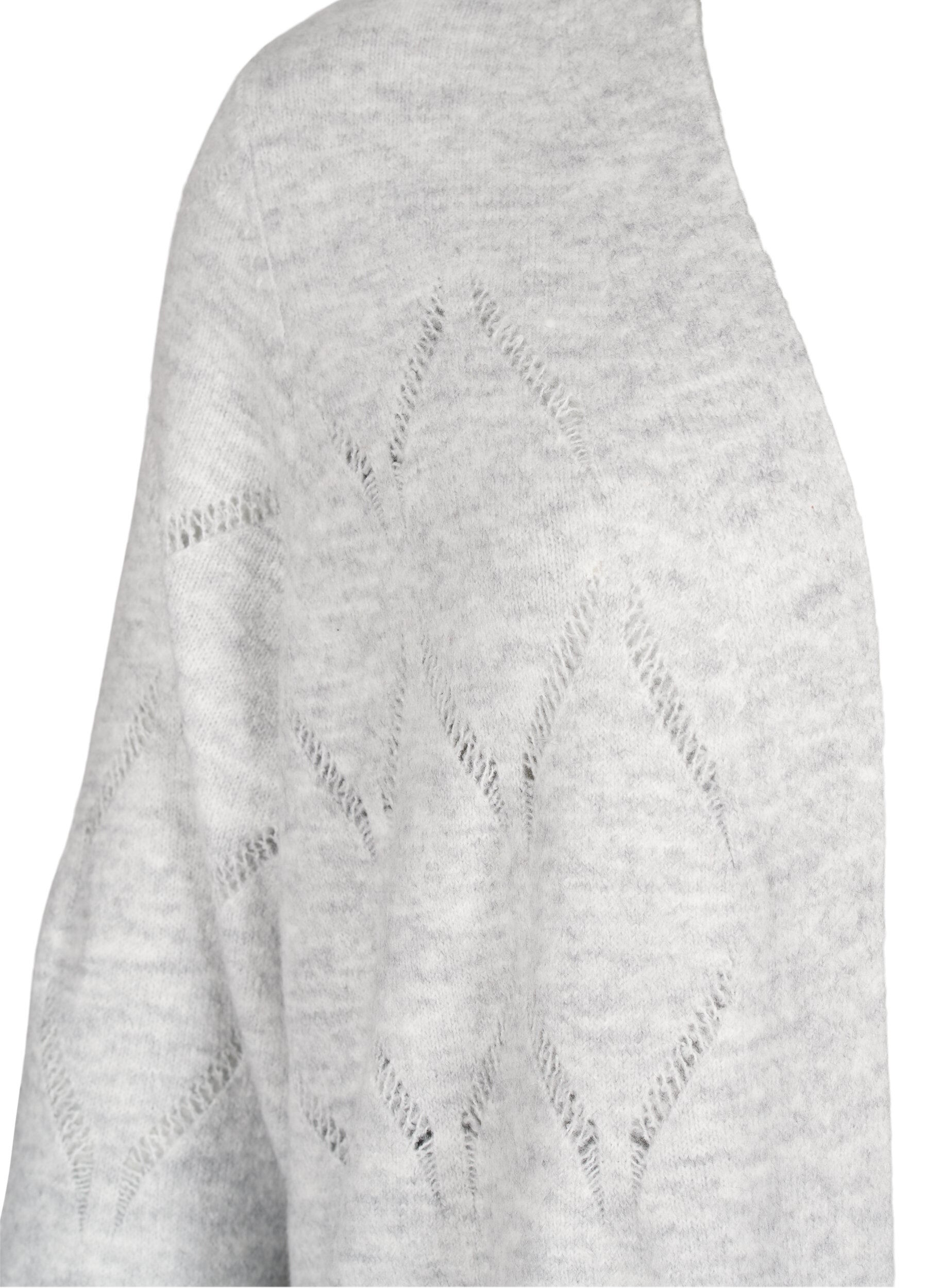 Zizzi Gebreid vest met lange mouwen, Light Grey Melange, Packshot image number 2