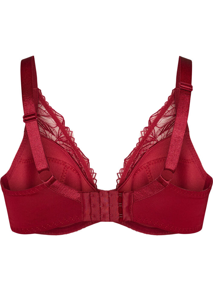 Gewatteerde kanten beha met beugel, Rood, Packshot image number 1