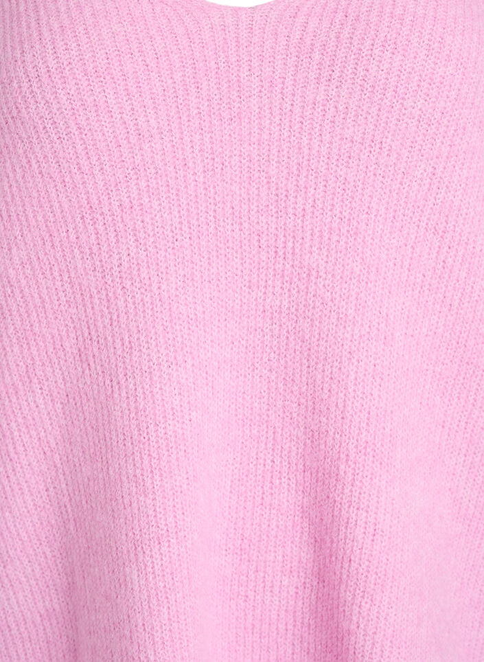 Gebreide blouse met V-hals en raglanmouwen, Roze, Packshot image number 2