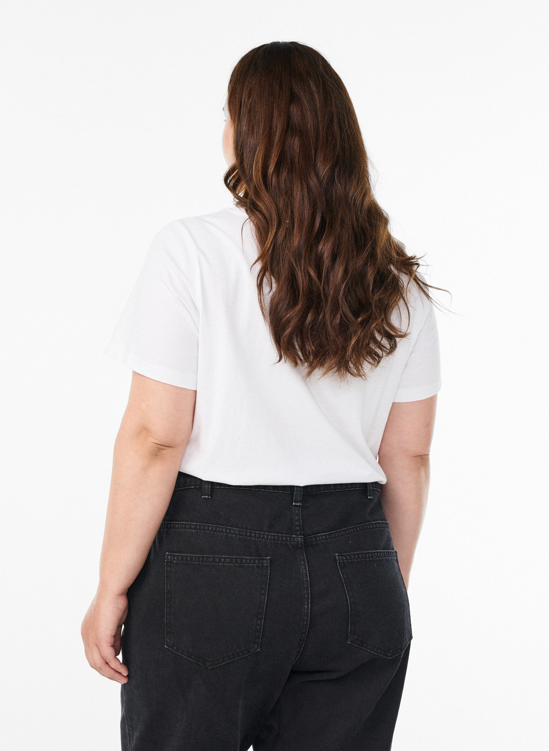 Zizzi Katoenen T-shirt met print op de voorkant, Wit, Model image number 2