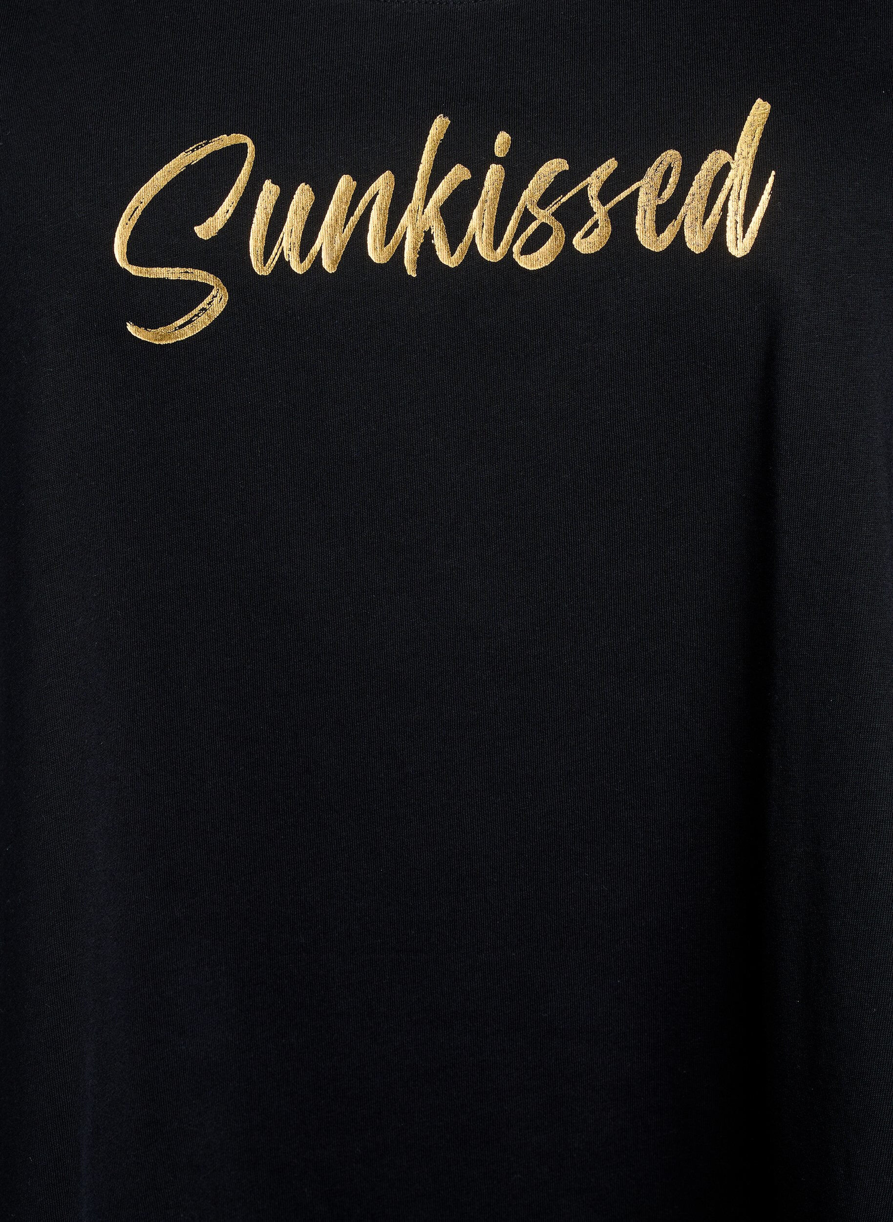 Zizzi Katoenen top met a-vorm, Zwart, Packshot image number 2