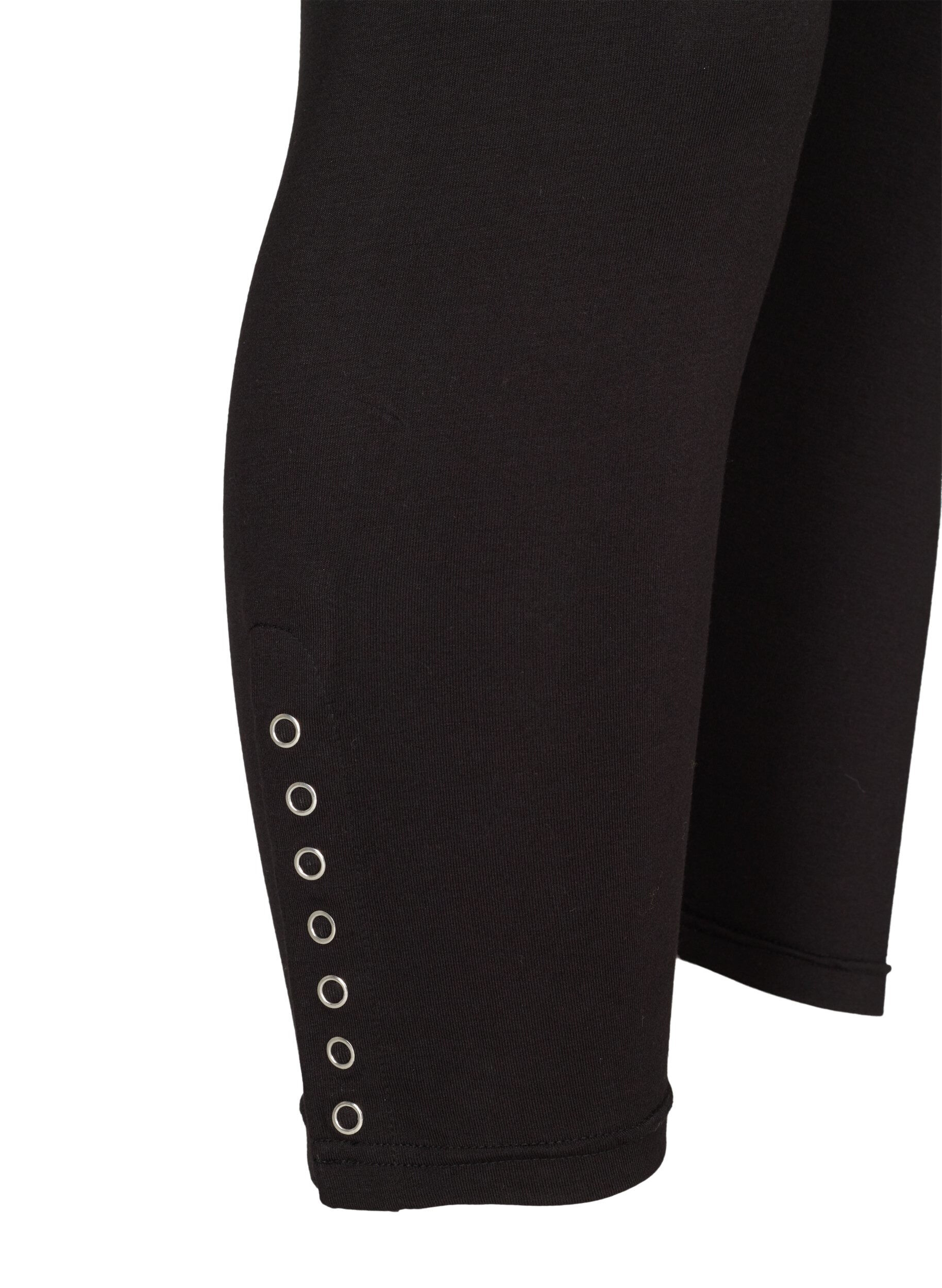 Zizzi 3/4 legging met knopen, Black, Packshot image number 3