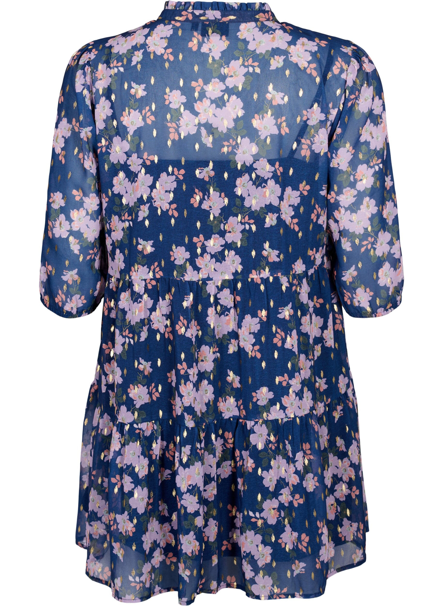 Zizzi Tuniek met bloemenprint en lurex, Blue Small Fl. AOP, Packshot image number 1