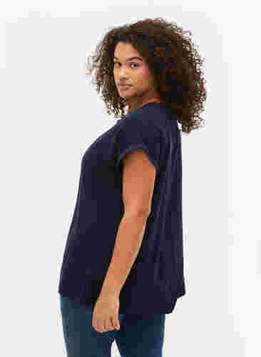 T-shirt met korte mouwen van katoenmix, Navy Blazer, Model image number 1