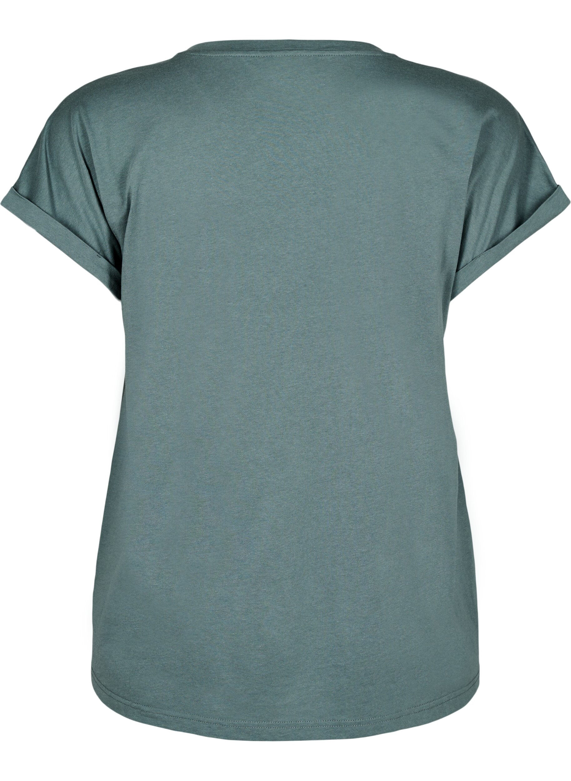 ZizziT-shirt met korte mouwen van katoenmix, Groen, Packshot image number 1