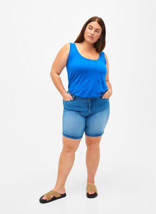 slim fit Emily shorts met normale taille, Light blue denim, Model image number 4