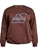 Sweatshirt met geborduurde tekst, Bruin, Packshot image number 0