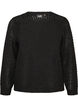 Gebreide blouse met een opengewerkt structuurpatroon, Zwart, Packshot image number 0