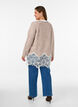 Gebreide blouse met raglanmouwen en een brede kanten rand, Beige, Model image number 2