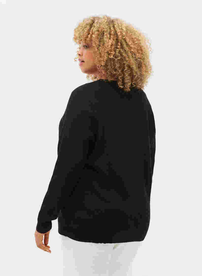 Gebreide blouse met overslag, Black, Model image number 1