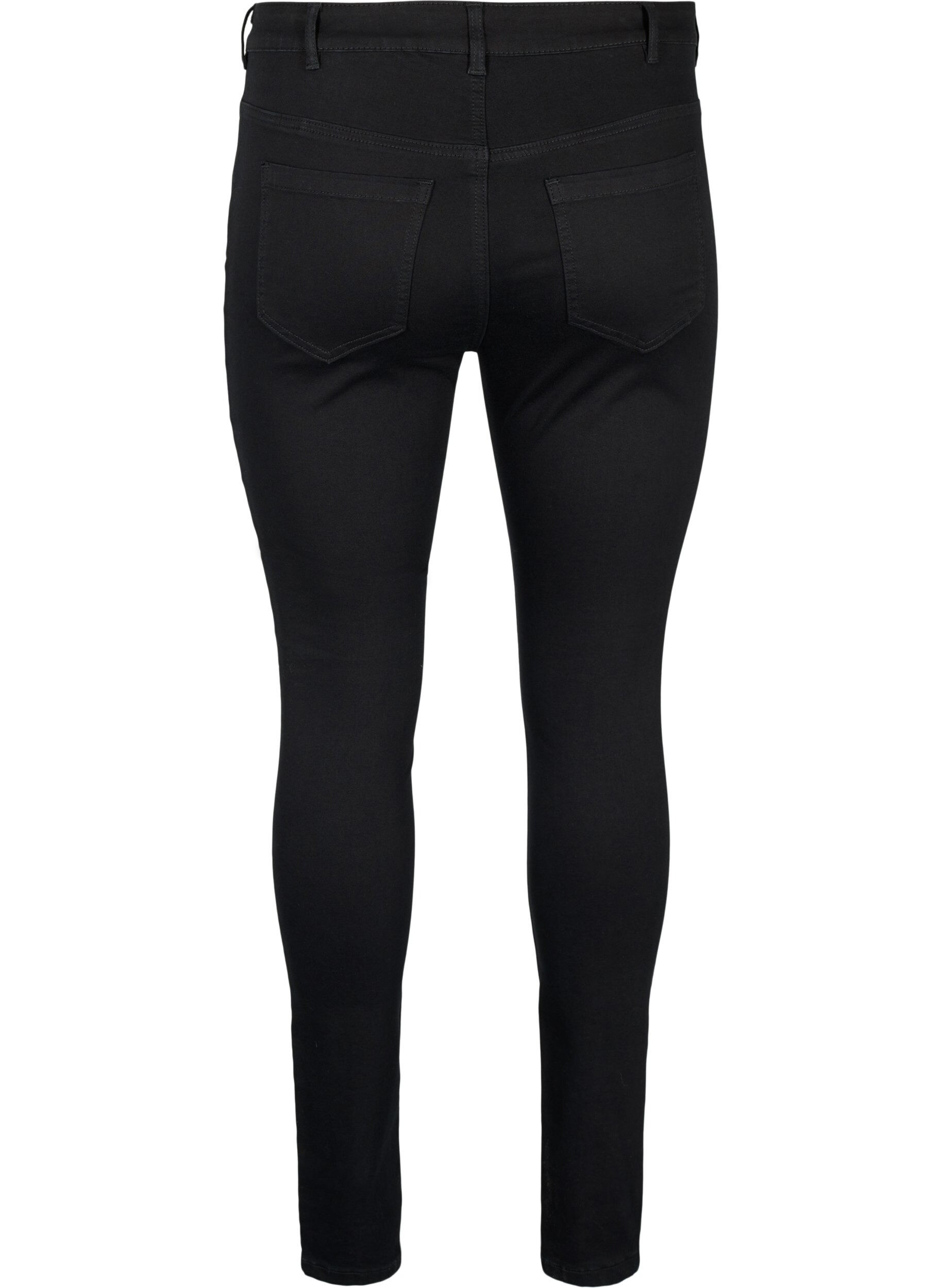 Zizzi Hoge taille Amy jeans met strass steentjes, Black, Packshot image number 1