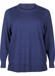 Gebreide blouse met lange mouwen en een spleet, Blauw