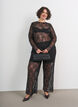 Broek met mesh en bloemenborduursel en pailletten, Zwart, Model image number 1