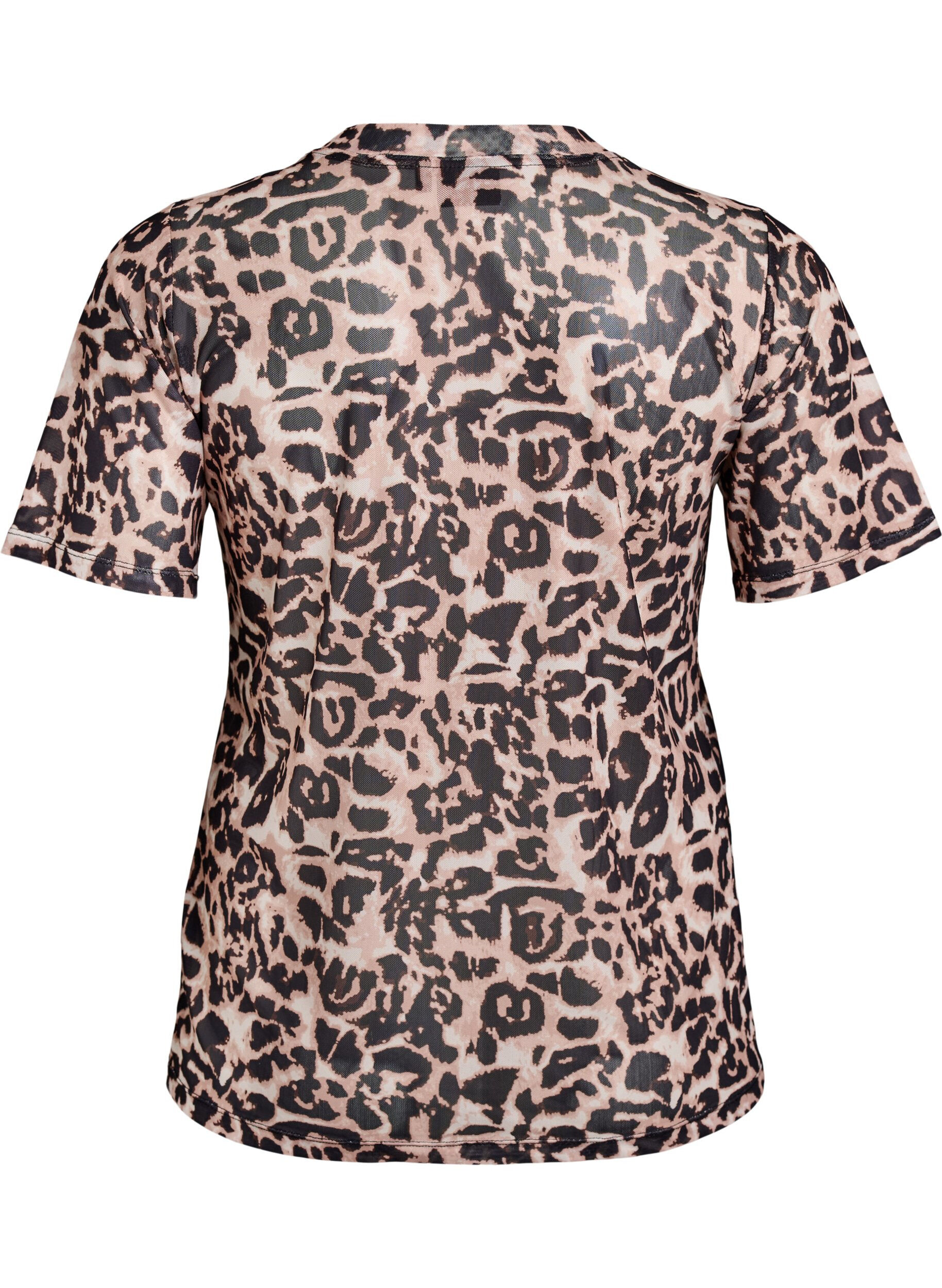 Zizzi Mesh blouse met korte mouwen, Bruin, Packshot image number 1