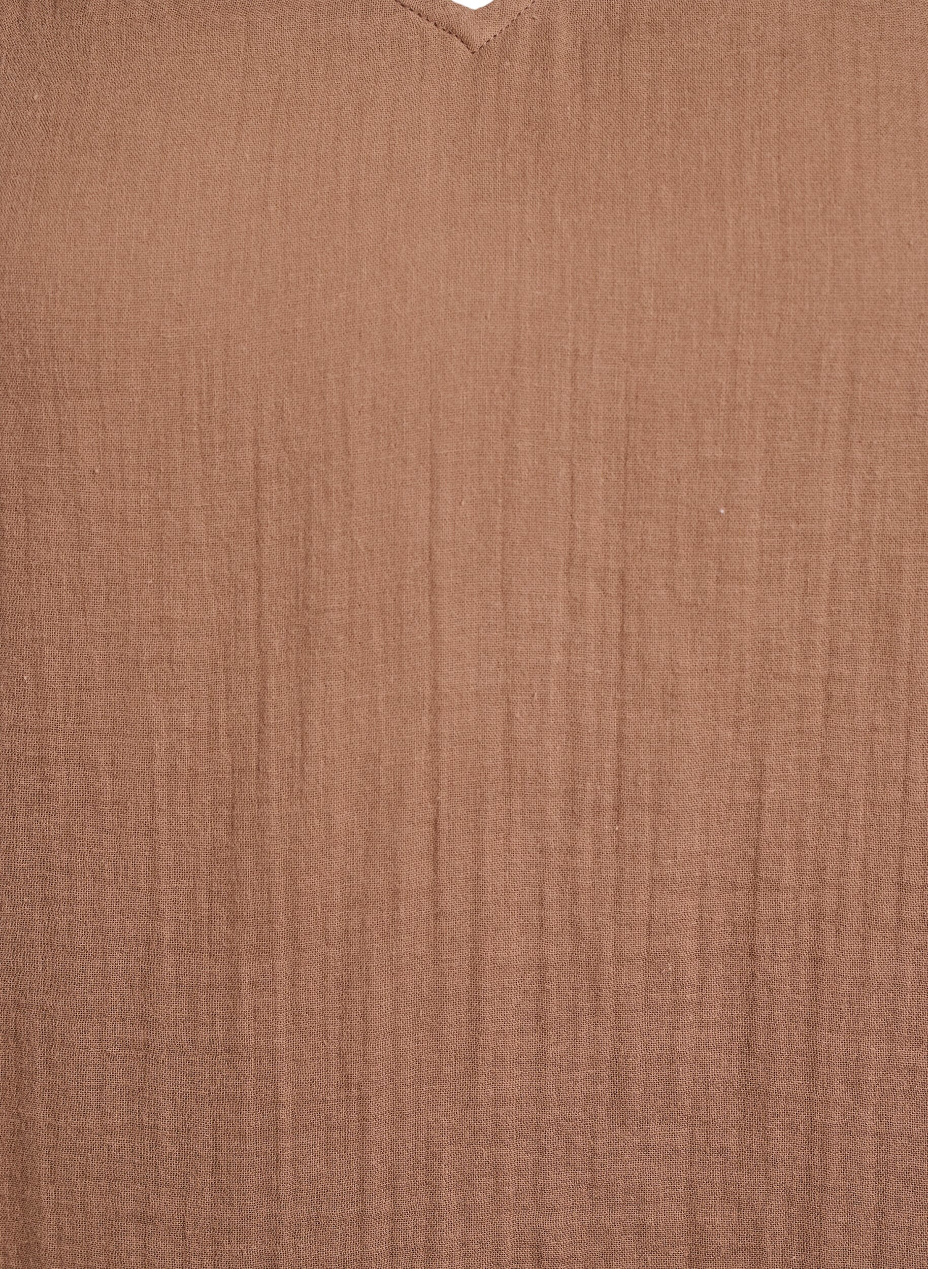 ZizziMouwloze top van katoenen mousseline met ruches, Bruin, Packshot image number 2