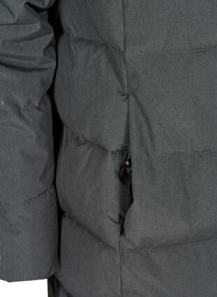 Lange puffer winterjas met capuchon, Dark Grey Melange, Packshot image number 3