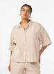 Katoenen mousseline shirt met geborduurde details, Beige, Model image number 0