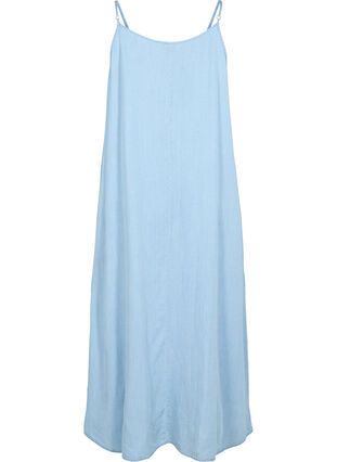 Lange denim jurk met dunne bandjes, Light blue denim, Packshot image number 1