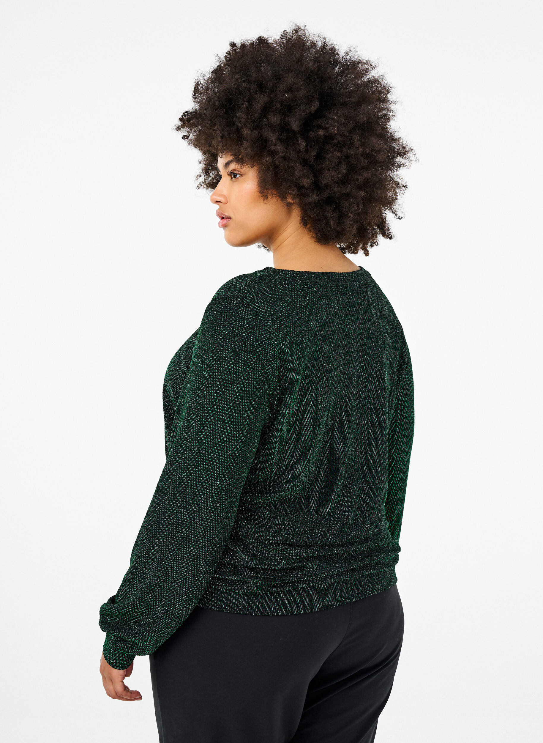 Zizzi Blouse met glinsterend patroon, Scarab ZigZagShimmer, Model image number 1