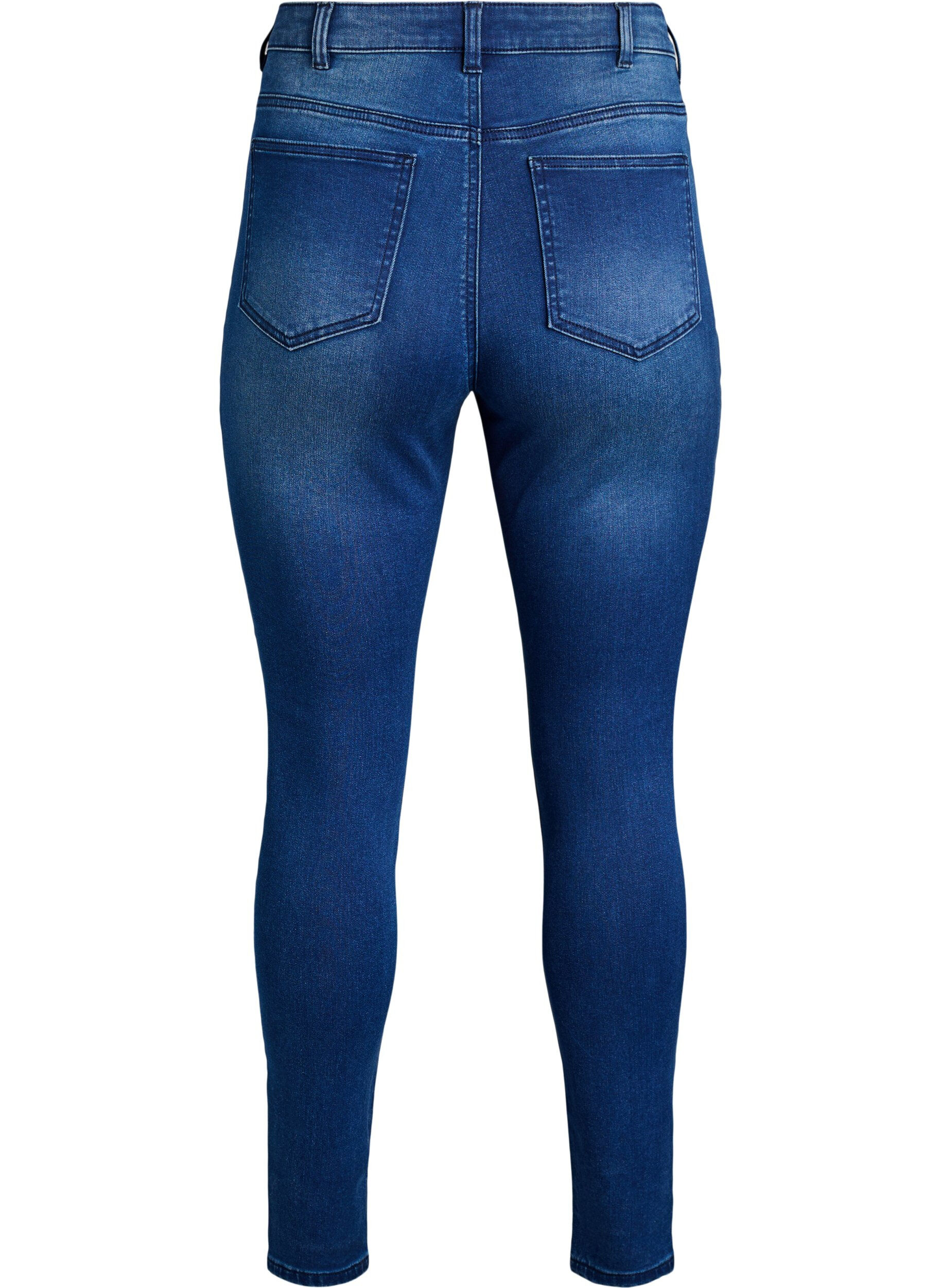 Zizzi Super slim Amy jeans met hoge taille, Blauw, Packshot image number 1