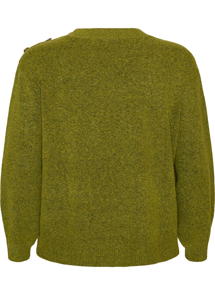 Breisel blouse met knoopdetail, Groen, Packshot image number 1