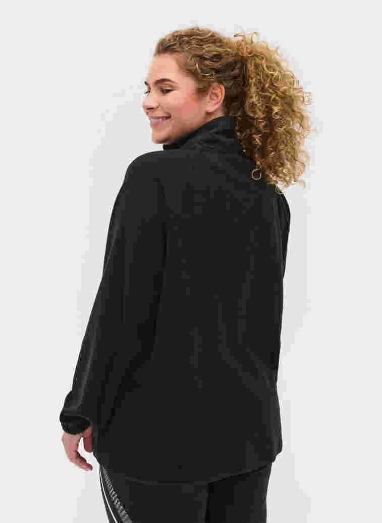 Sportjack in fleece met hoge kraag en zakken, Black, Model image number 1