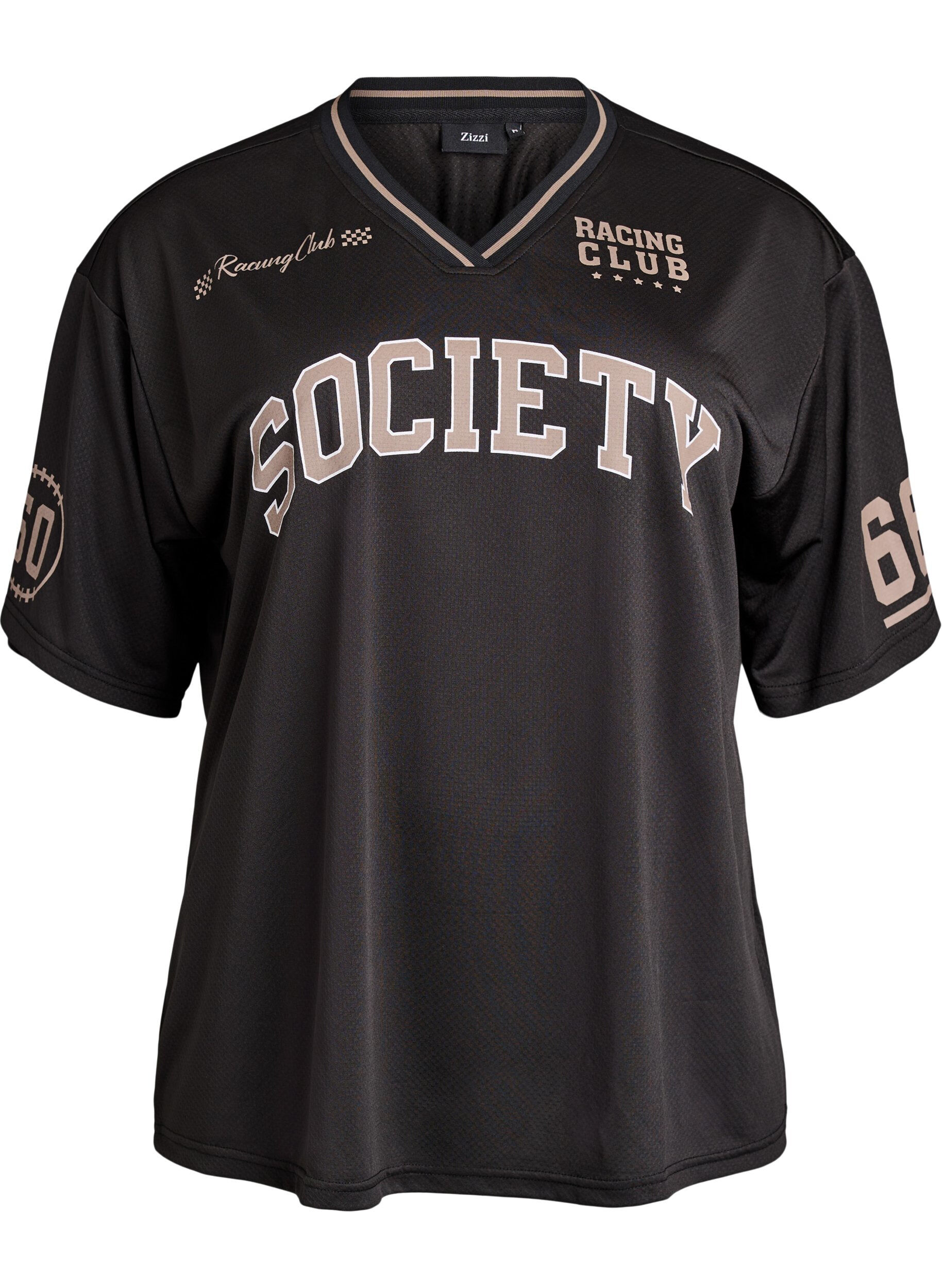 Sportief T-shirt met V-hals en raceprint