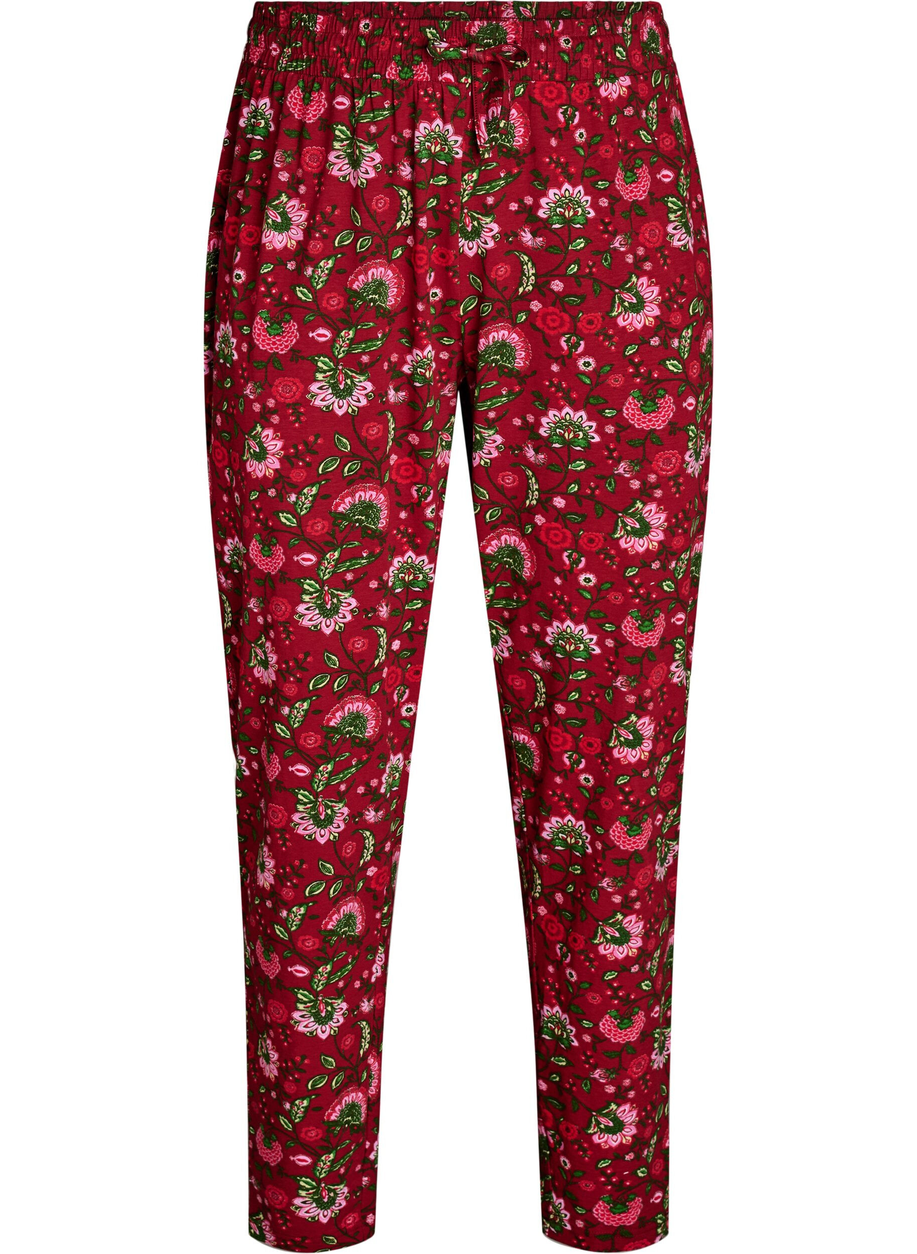 Zizzi Katoenen pyjamabroek met print, Rood, Packshot image number 0