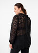 Kanten blouse met strikdetail, Black, Model image number 1