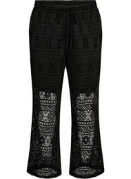 Kanten broeken met rechte pijpen, Zwart