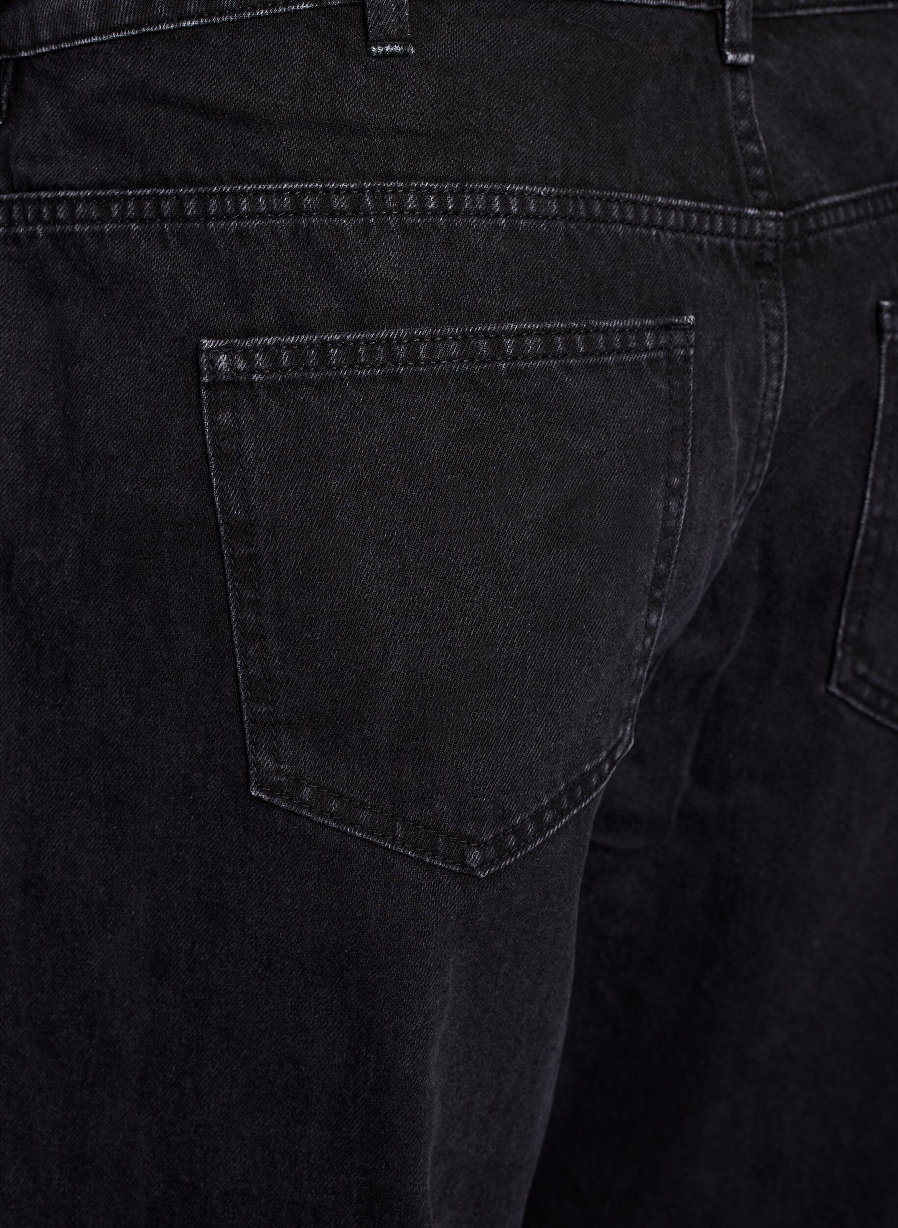 Zizzi Straight-fit jeans met een strikceintuur, Zwart, Packshot image number 3