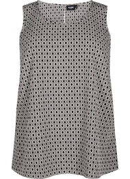 Flash - Mouwloze top met print, Zwart